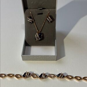 Tanzanite Purple and Rose gold tone jewelry set- made by Leafael